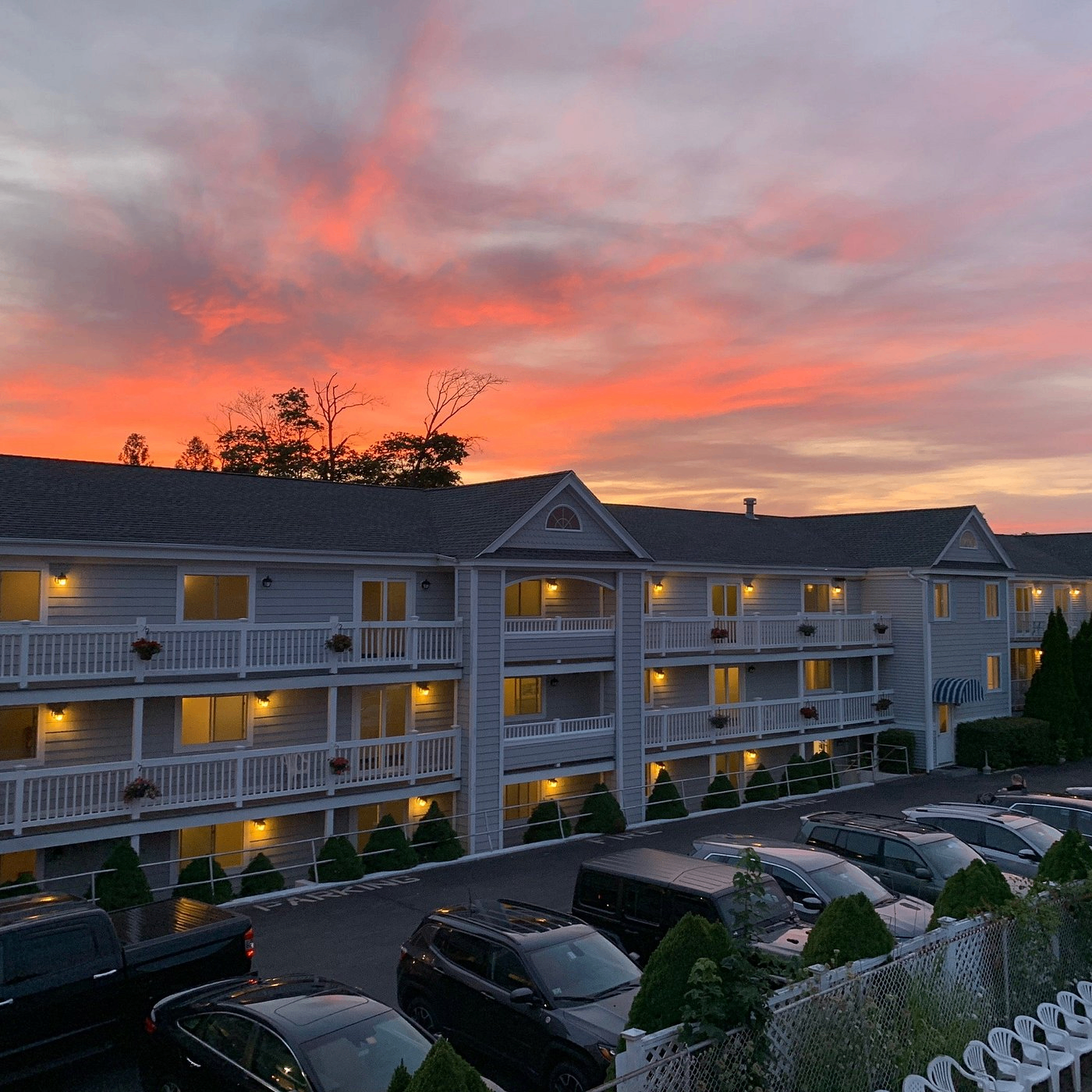 Hyannis Travel Inn under a Cape Cod sunset